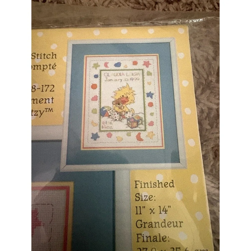 Janlynn Suzy's Zoo Witzy Birth Announcement Counted Cross Stitch Kit  11 